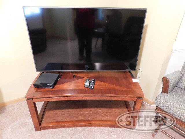 LG 55" TV on Wooden TV Stand